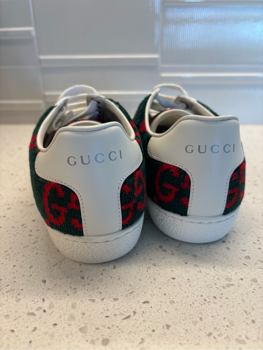 Green & Red Velvet GG Ace Sneakers - Picture 7 of 11
